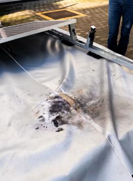 HKO Gewebe im Brandschutztest für Solaranlagen