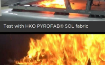 Brandtest mit PV Anlage und HKO PYROFAB SOL Gewebe